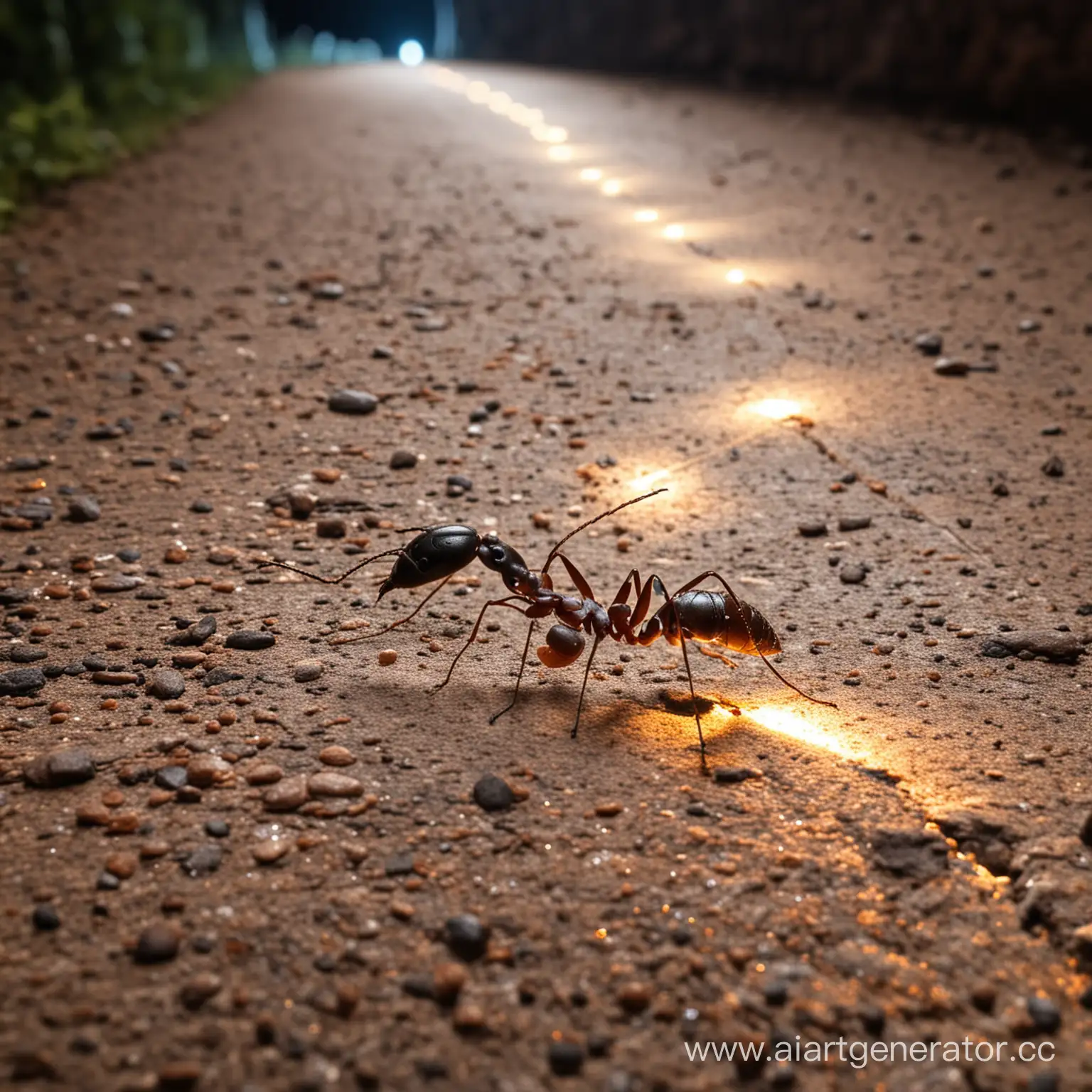 Illuminated-Path-Curious-Ant-Journeying-through-Light