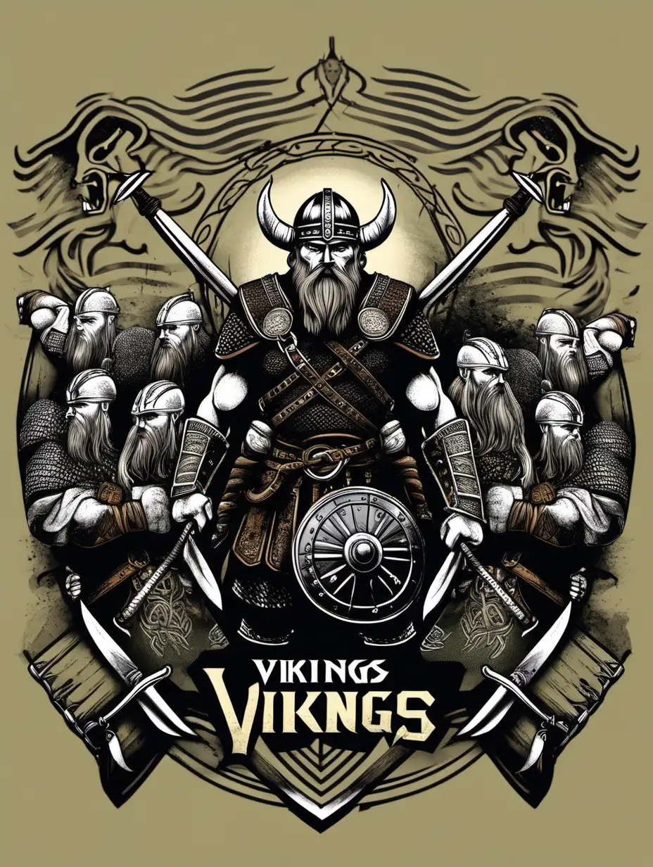 Vikings Battling in Epic Clash TShirt Design