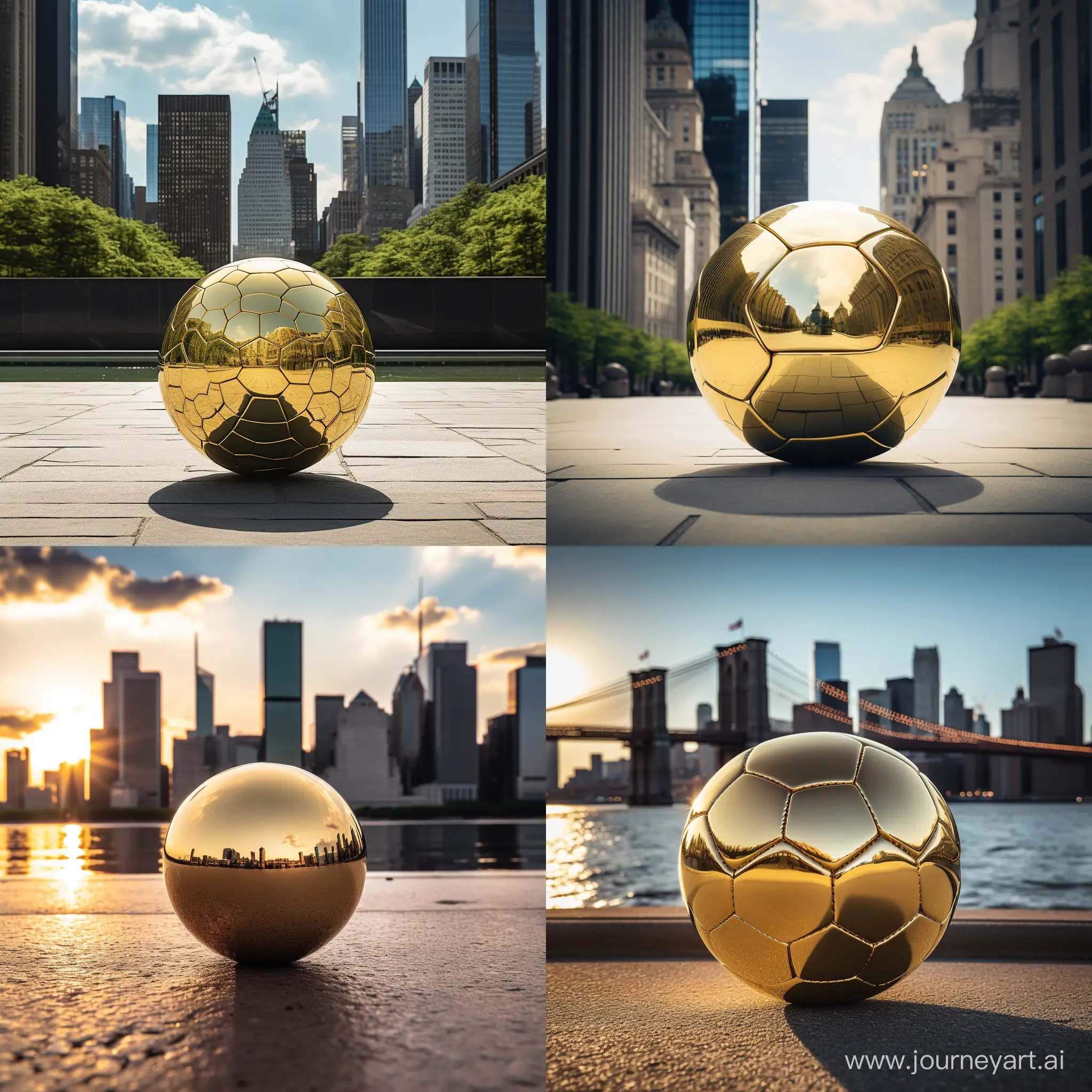 realistic golden ball in the new york