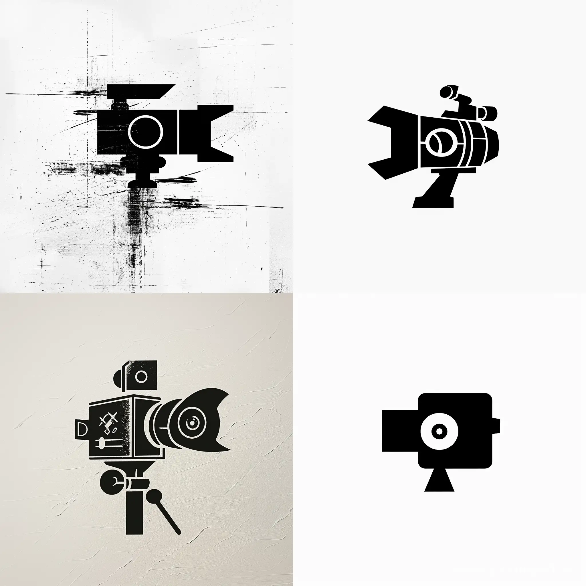 create a logo for the media center - TV channel, on a white background, the logo is black, something like a camera should be present in the logo