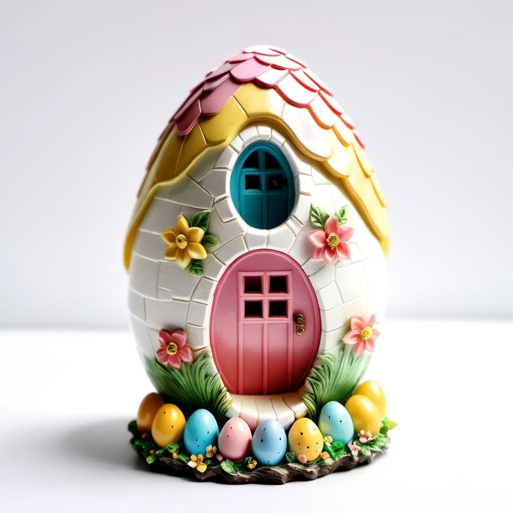 Easter Resin Egg House on a Clean White Background