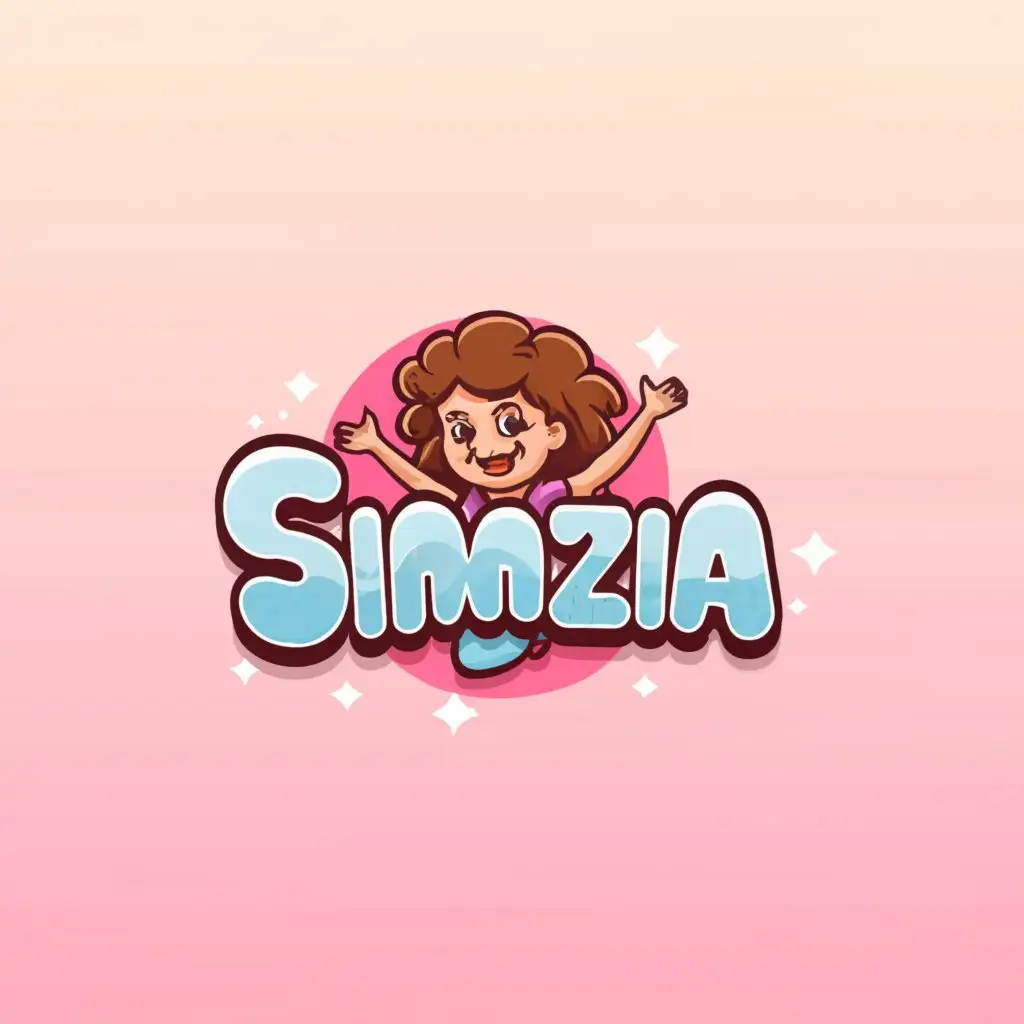 a logo design,with the text "simzia", main symbol:cartoon, girl, cute, simple,Moderate,be used in Entertainment industry,clear background