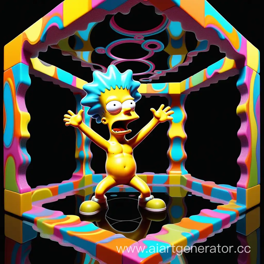 Psychedelic-Bart-Simpson-Dancing-in-a-Melting-Cube-Club