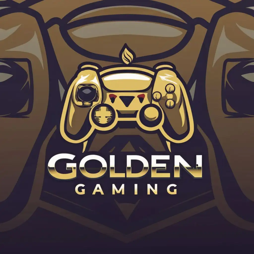 a logo design,with the text "Golden gaming", main symbol:controller,Moderate,be used in Technology industry,clear background