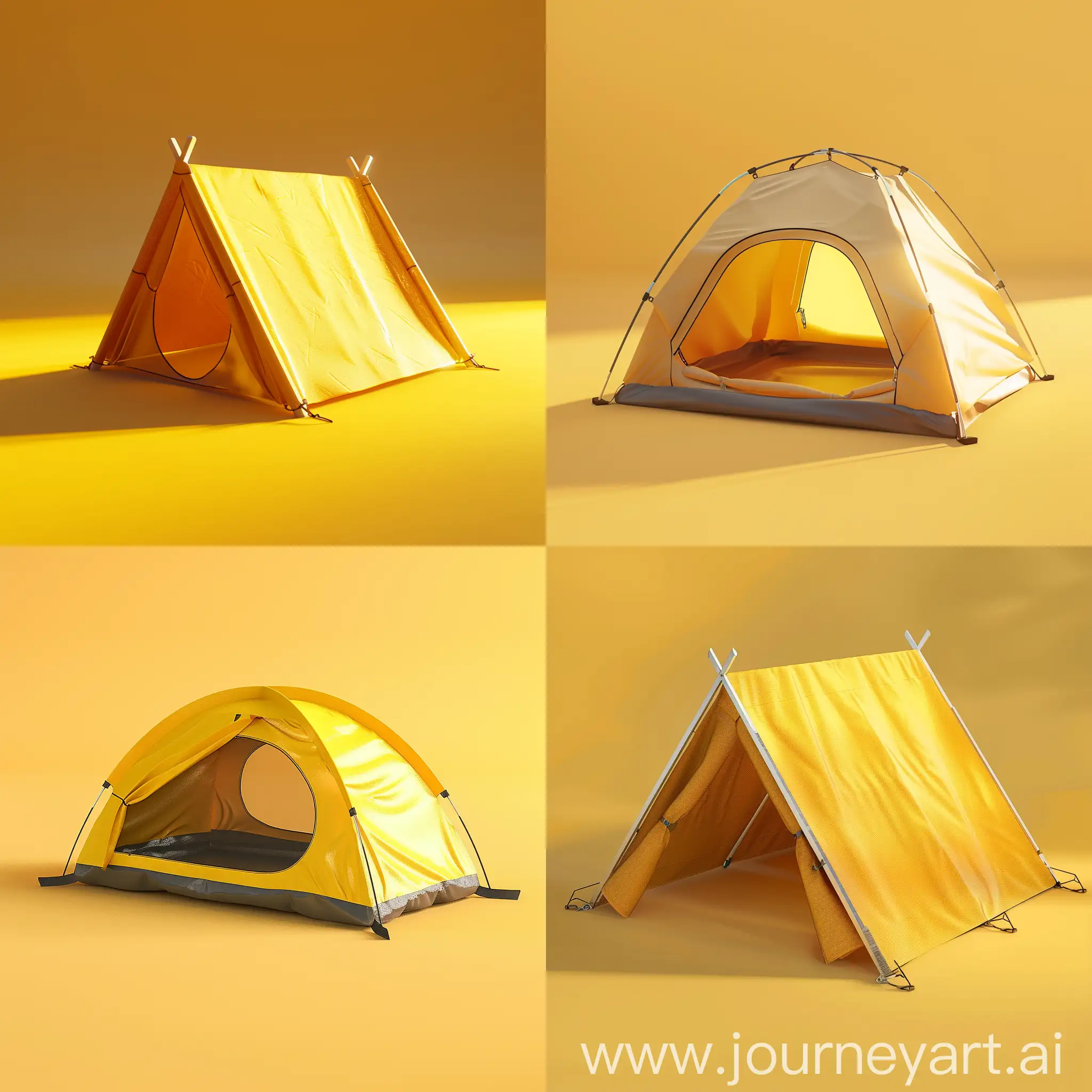 Outdoor-Tent-Scene-with-Bright-Yellow-Lighting-in-3D-Render