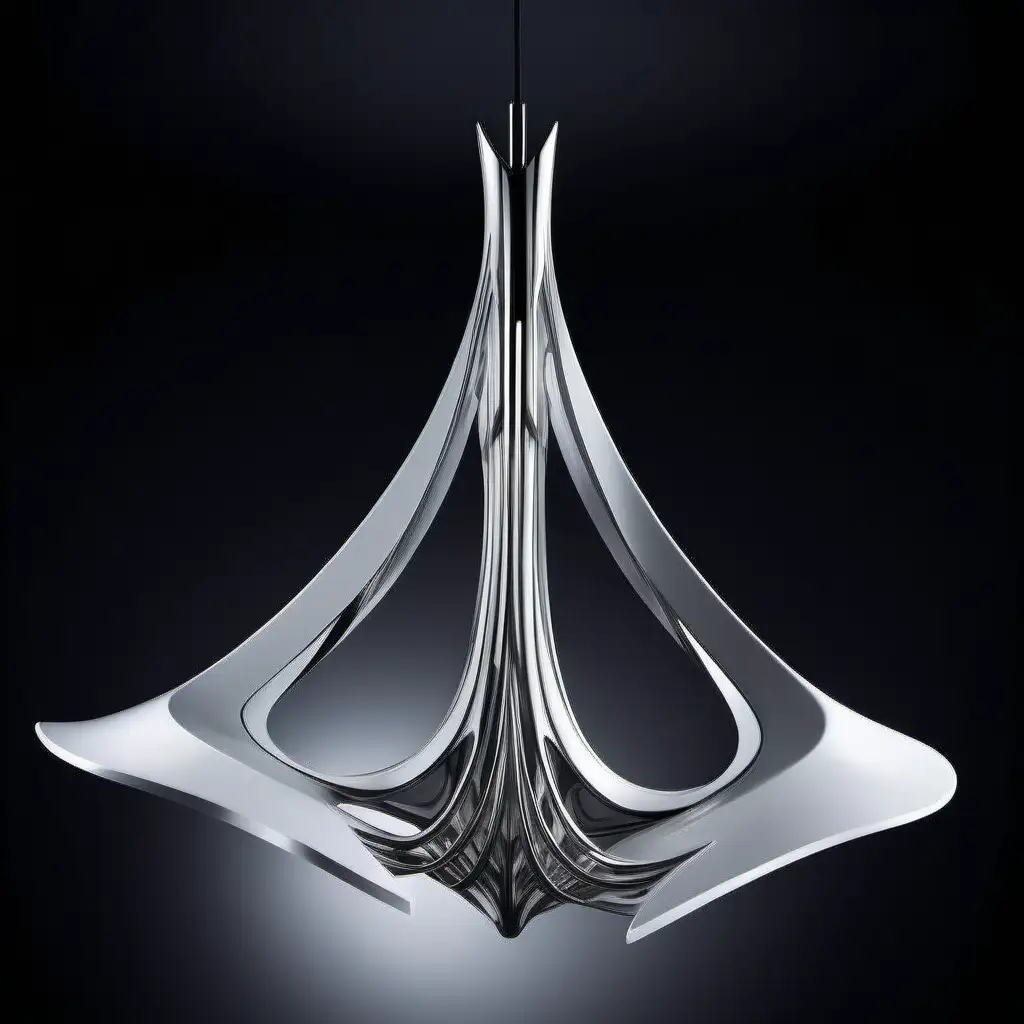 Sleek and Muscular Art Deco Pendant Inspired by Zaha Hadid
