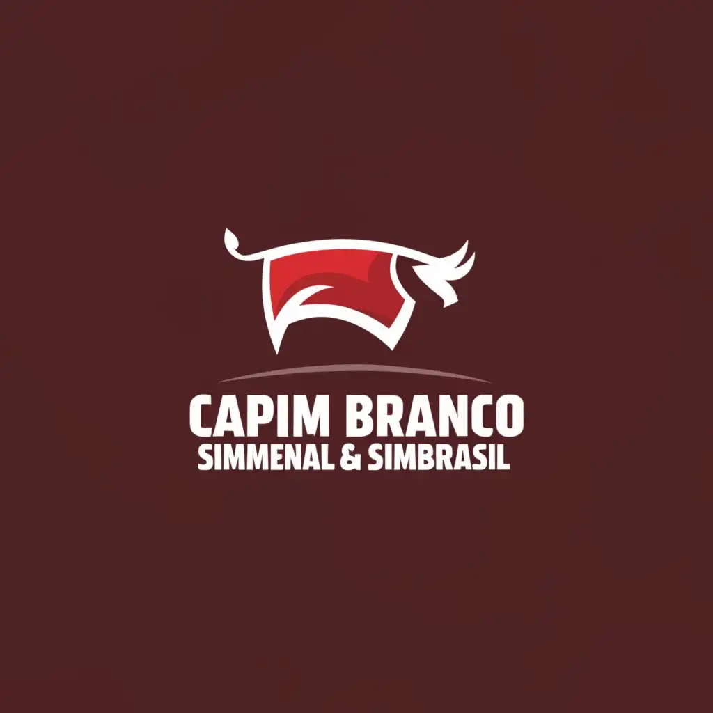 a logo design,with the text "Capim Branco Simmental and Simbrasil", main symbol:A dark-red bull,Moderate,be used in Automotive industry,clear background