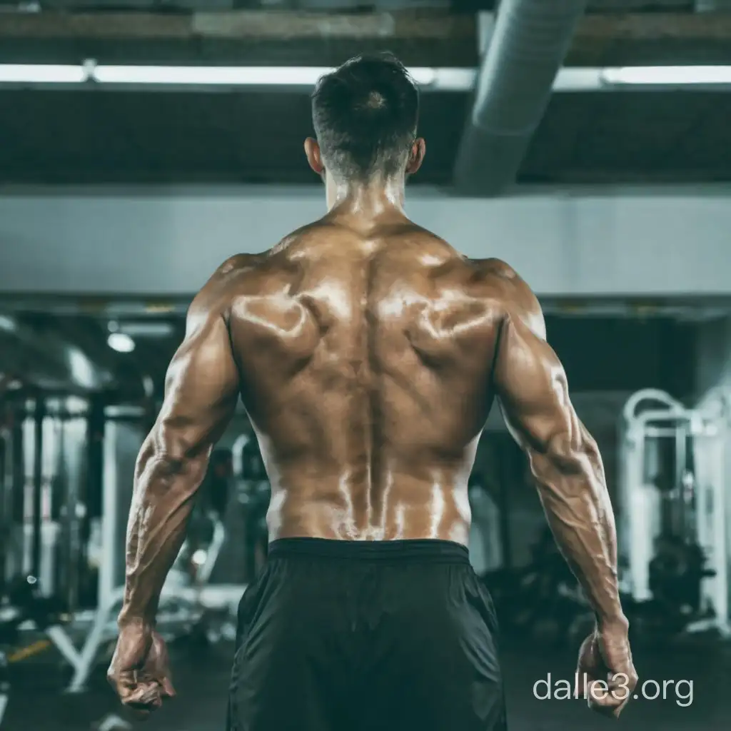 Muscular male back at the gym