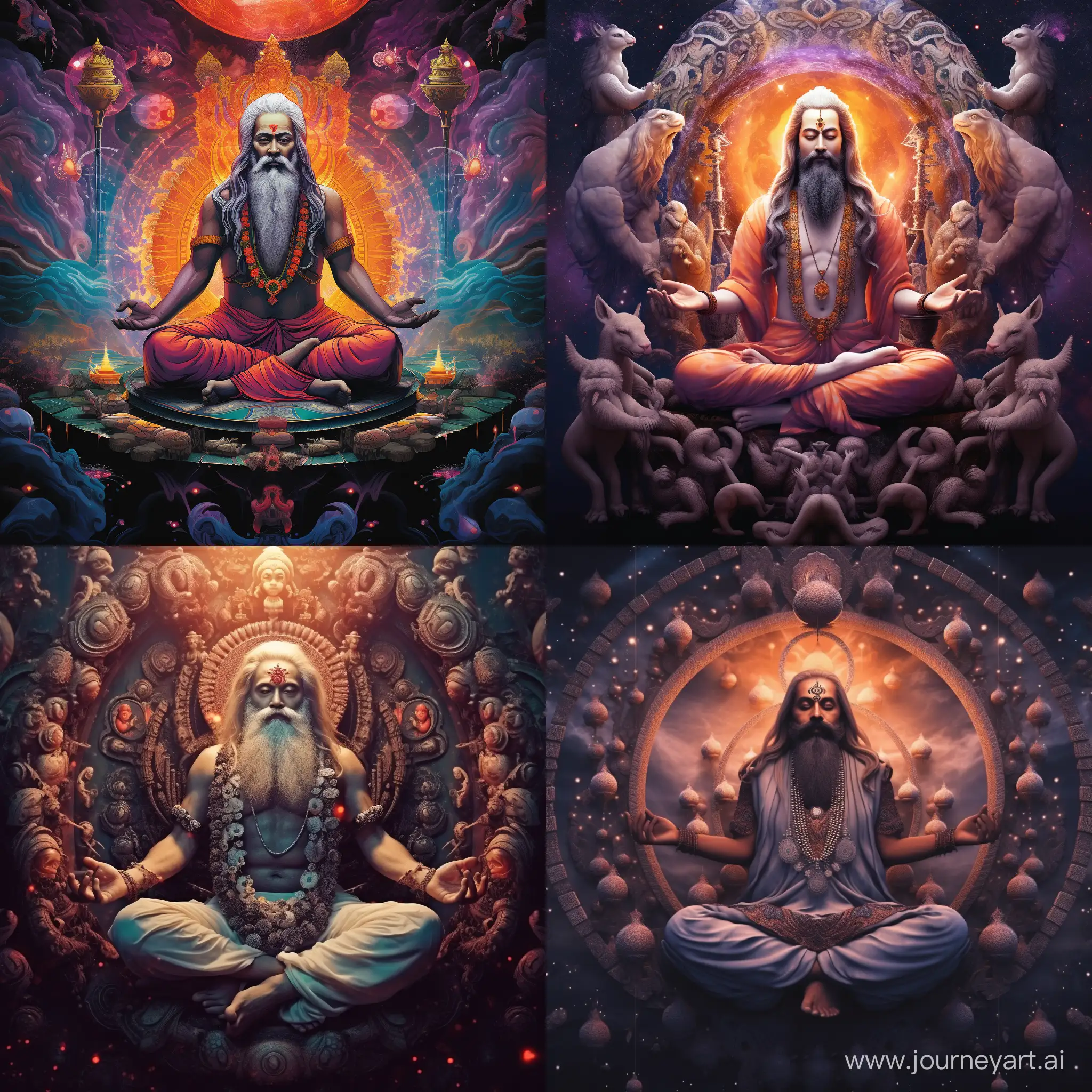 Mystical-Depiction-of-Hindu-God-Brahma-in-Cosmic-Setting-with-Four-Arms