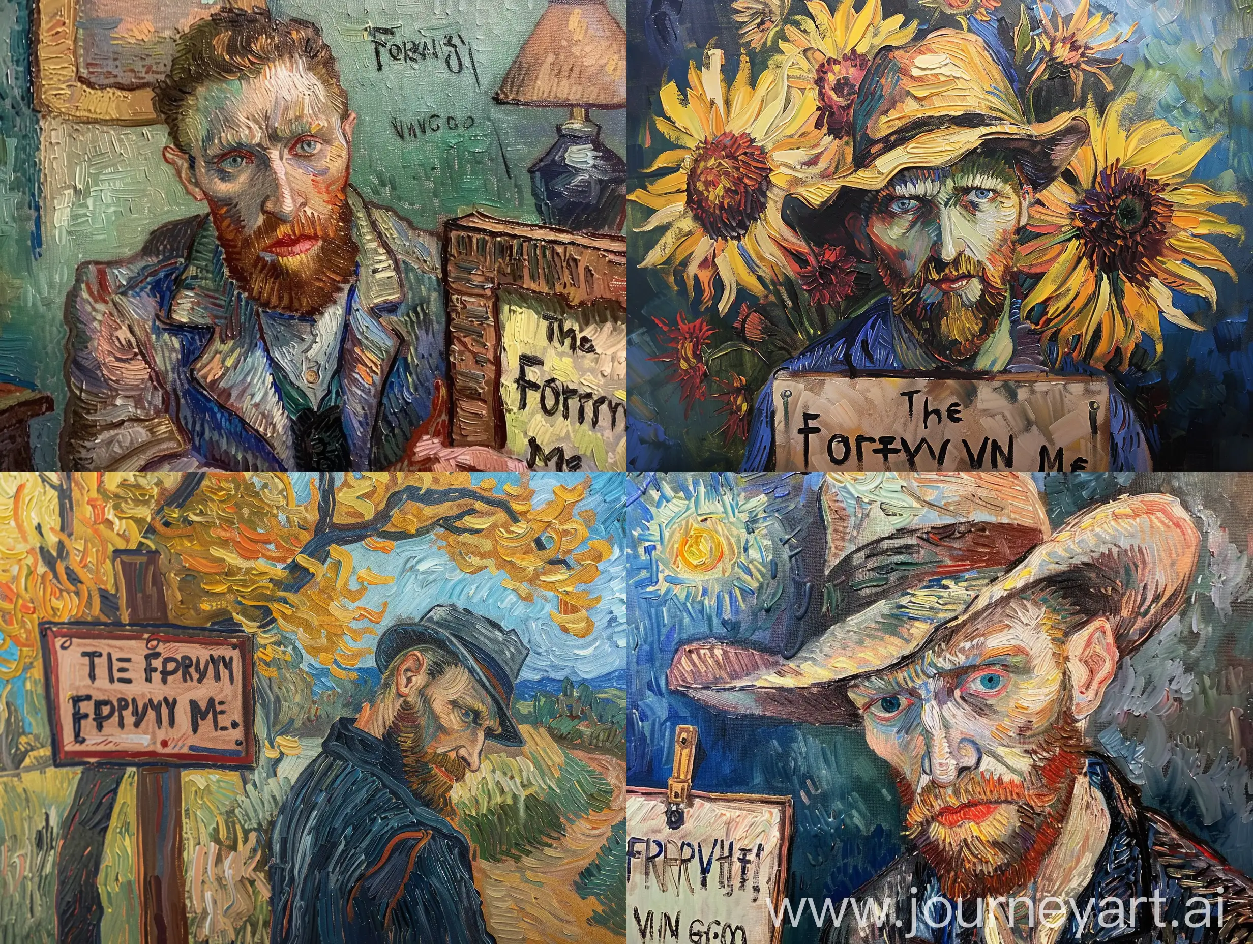 the sign "forgive" me style - oil painting of vincent van gogh
