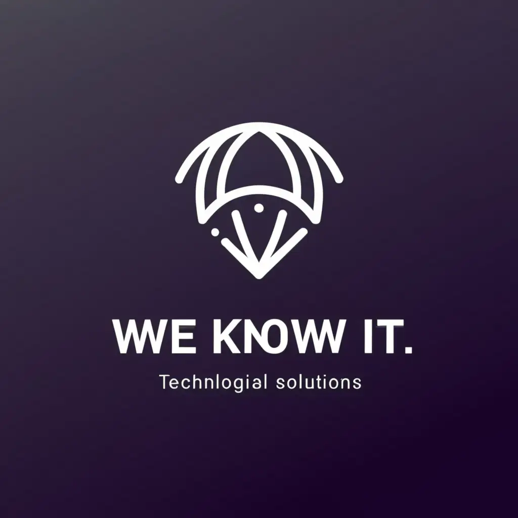 a logo design,with the text "we know i.t.", main symbol:parachute,Minimalistic,be used in Internet industry,clear background