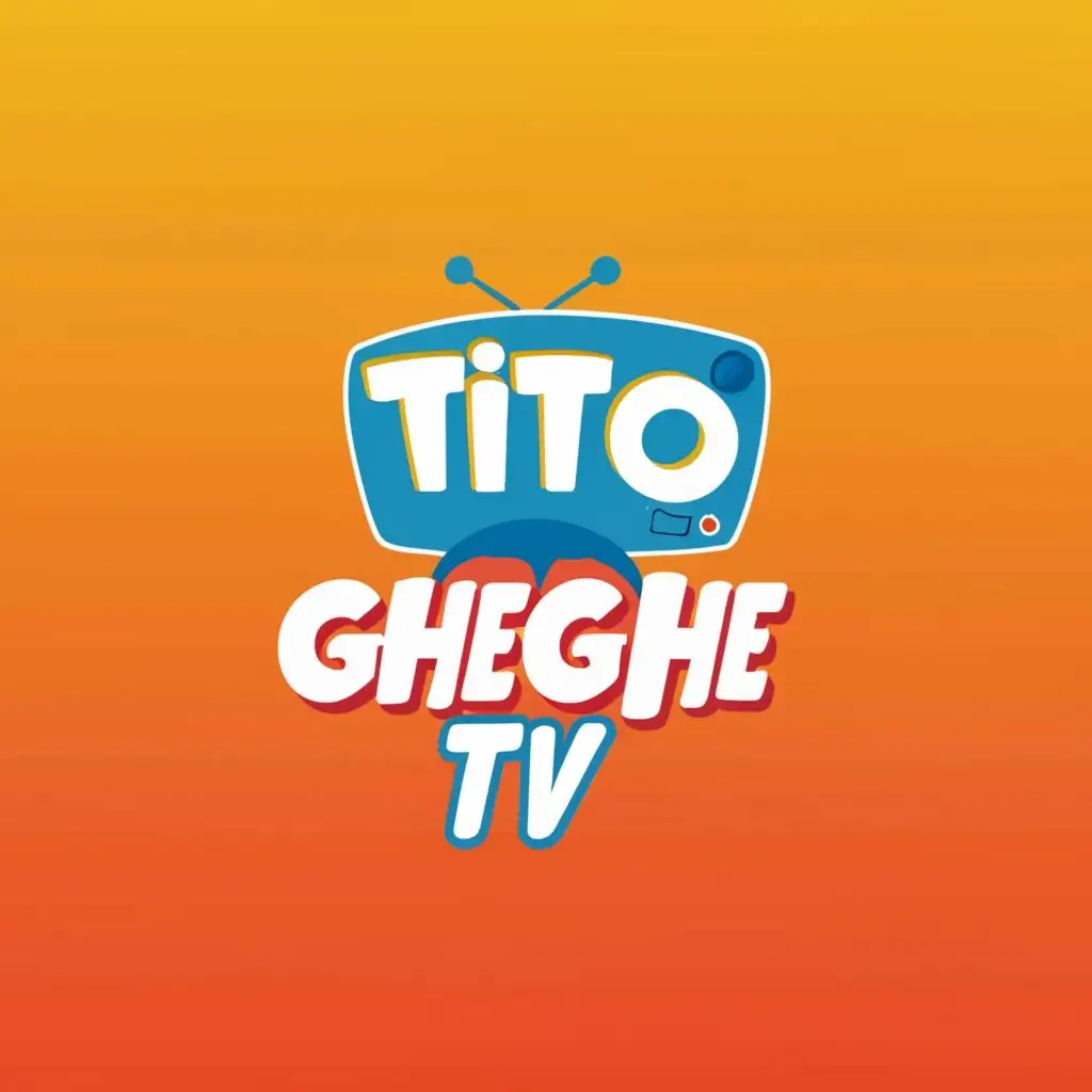 a logo design,with the text "tito GHEGHE TV", main symbol:Funny man and brother and sister,Moderate,be used in Entertainment industry,clear background