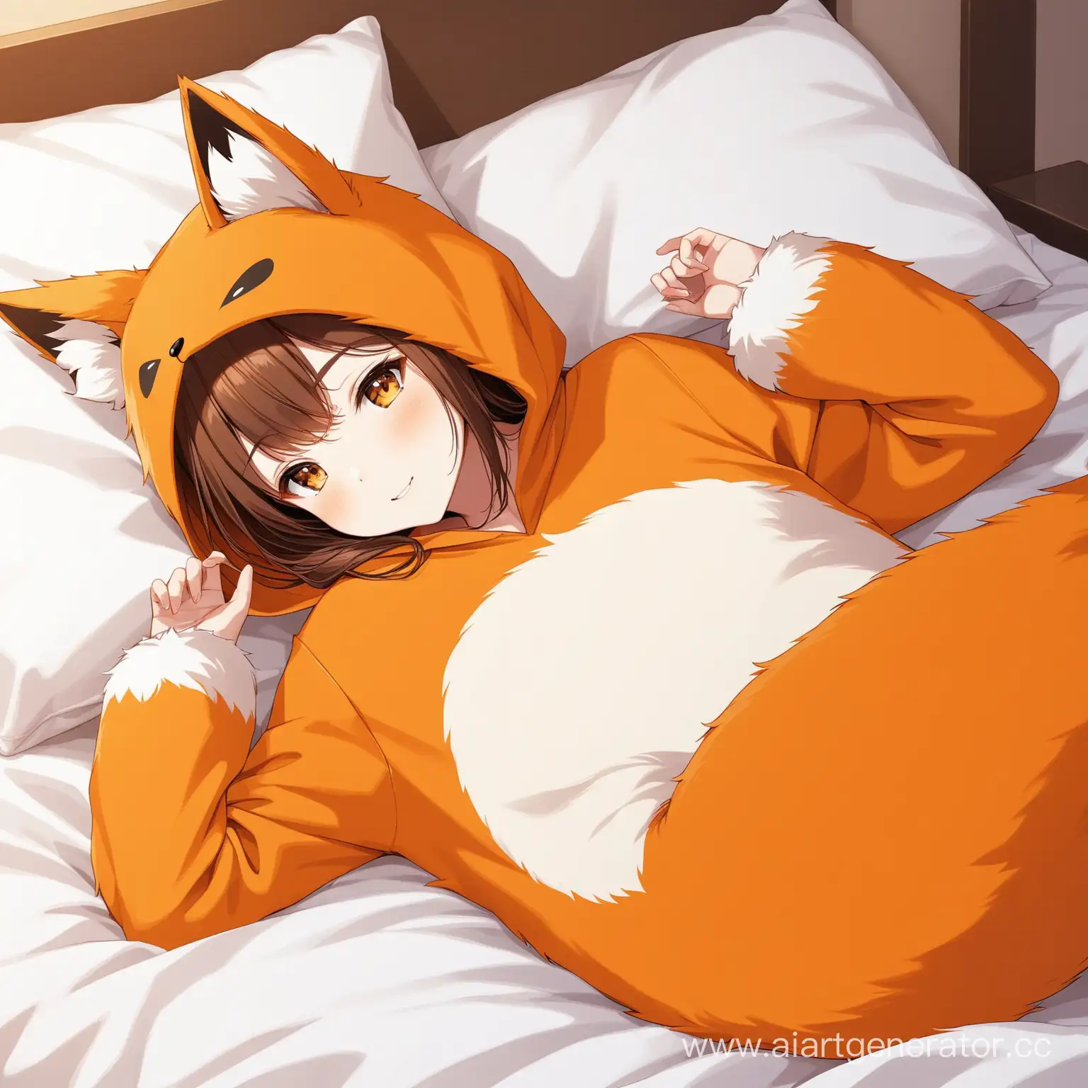 Girl-in-Fox-Costume-Relaxing-on-Bed