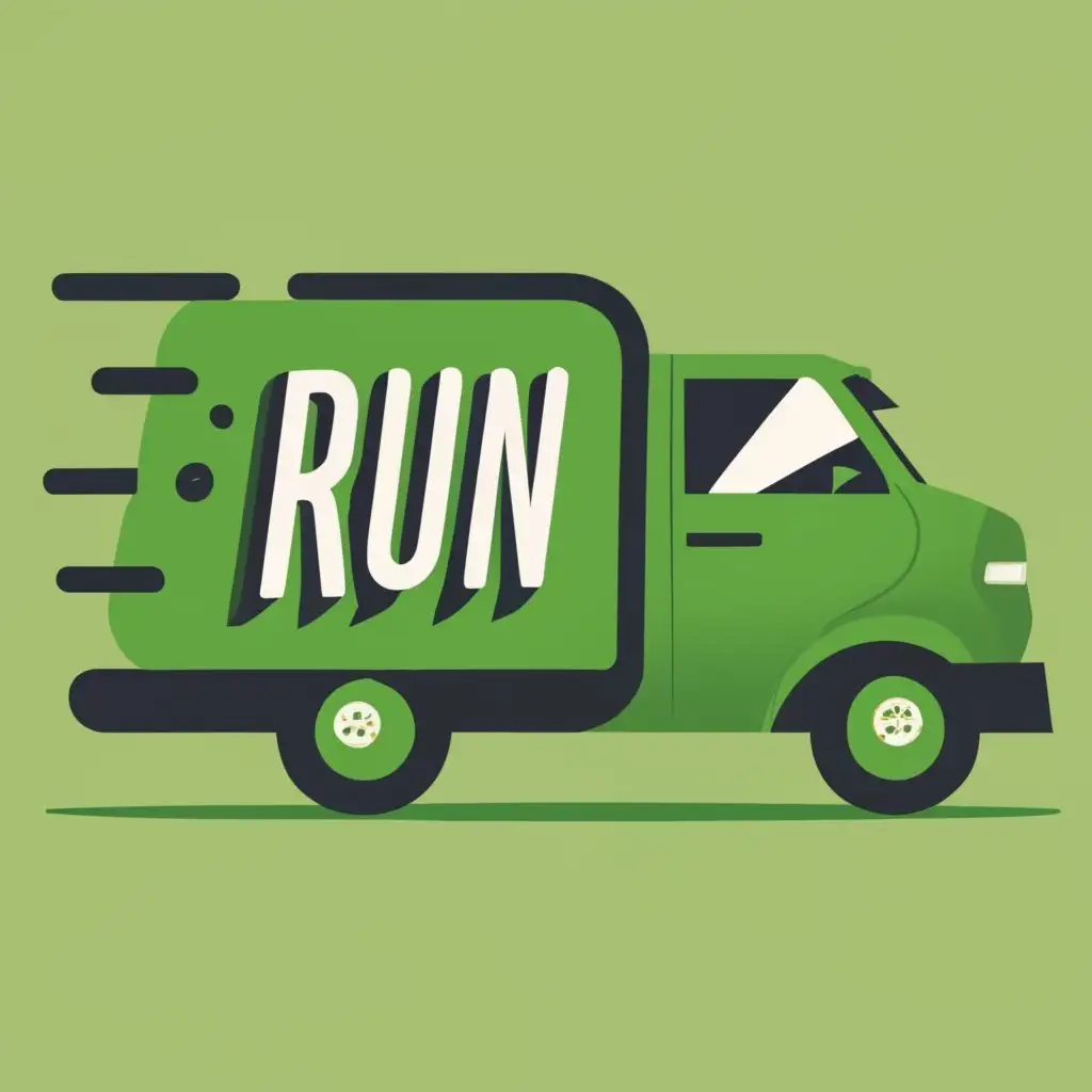 logo, A green, new energy truck with the words "跑得快" in the middle., with the text "Run Fast", typography, be used in Automotive industry