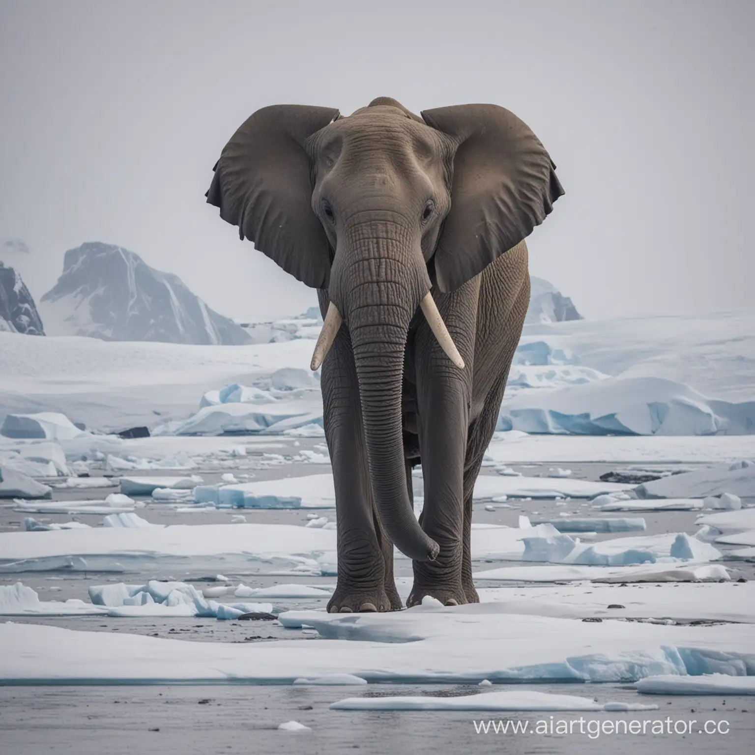 African-Elephant-Roaming-in-the-Snowy-Antarctic-Tundra