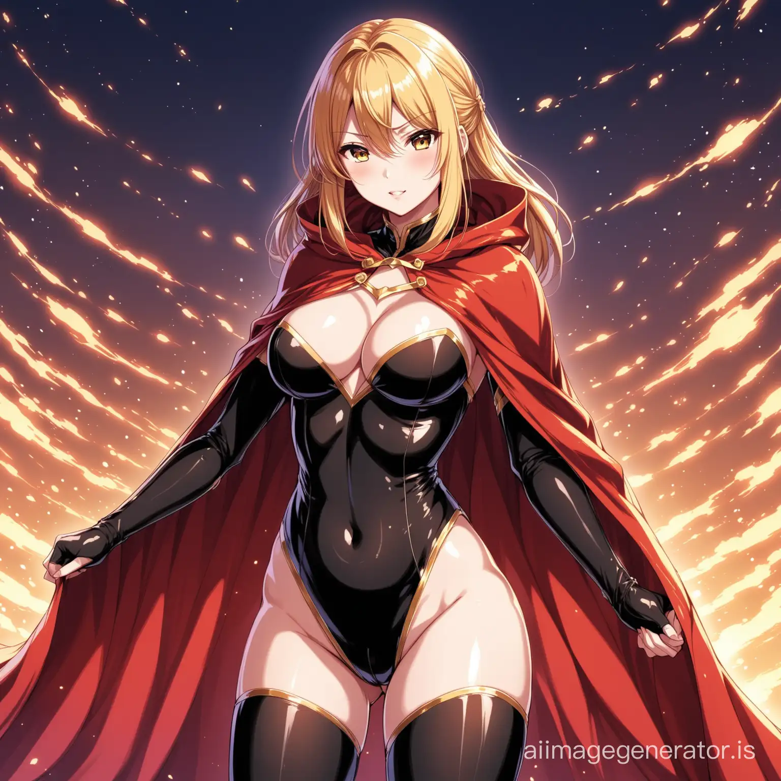 hot anime girl in a sexy costume wearing a cape