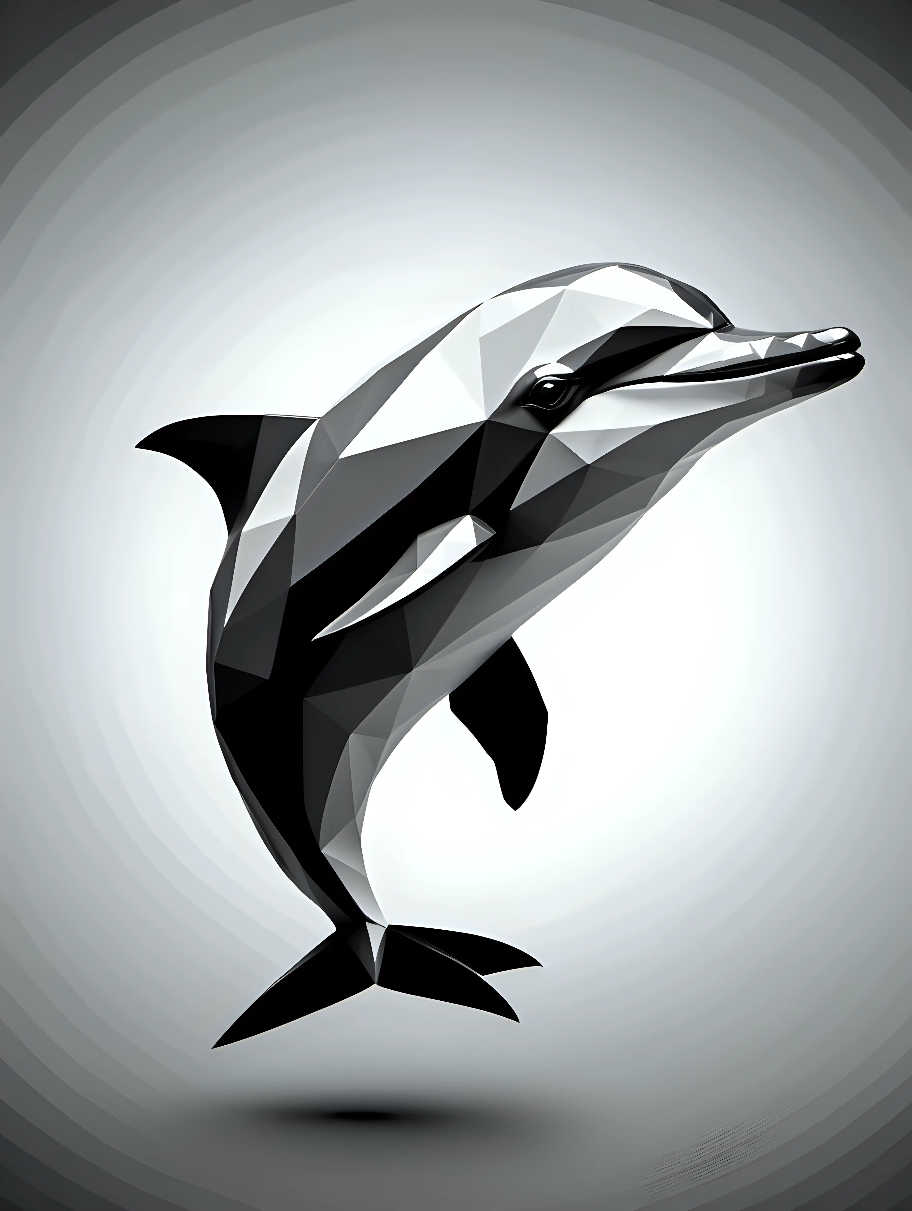 Monochrome Geometric Polygon Dolphin Illustration