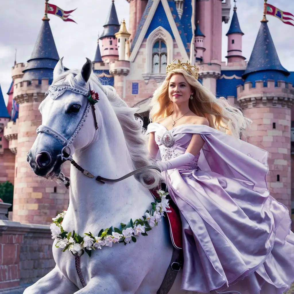 a castle with a horse and a princess
