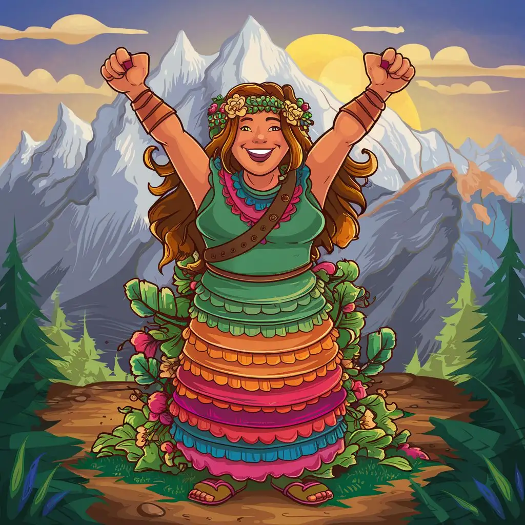 Vibrant Vector Illustration Majestic Mountain Mama