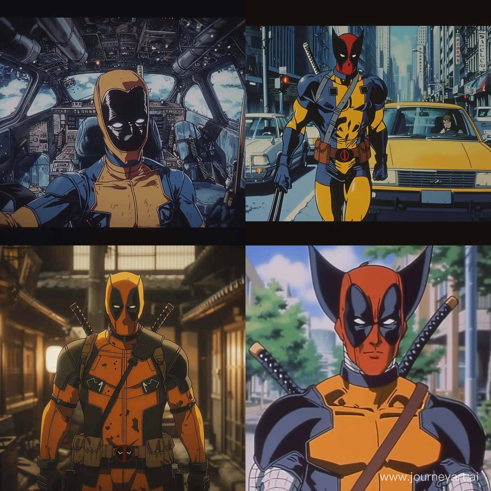 Vintage-Anime-Deadpool-Cosplaying-as-Wolverine-Retro-Animation-Screen-Capture