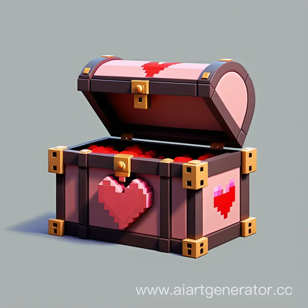 chest for Valentine's Day, turned sideways, rectangular, pixel art
