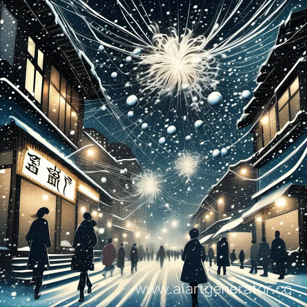 Enchanting-Seoul-Snowy-Night-with-Falling-Snowball-and-Ribbons