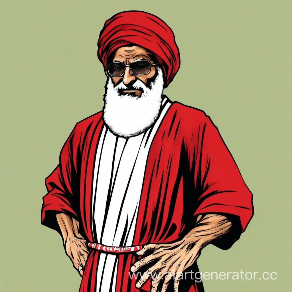 Ayatollah muscular and wearing a red headband