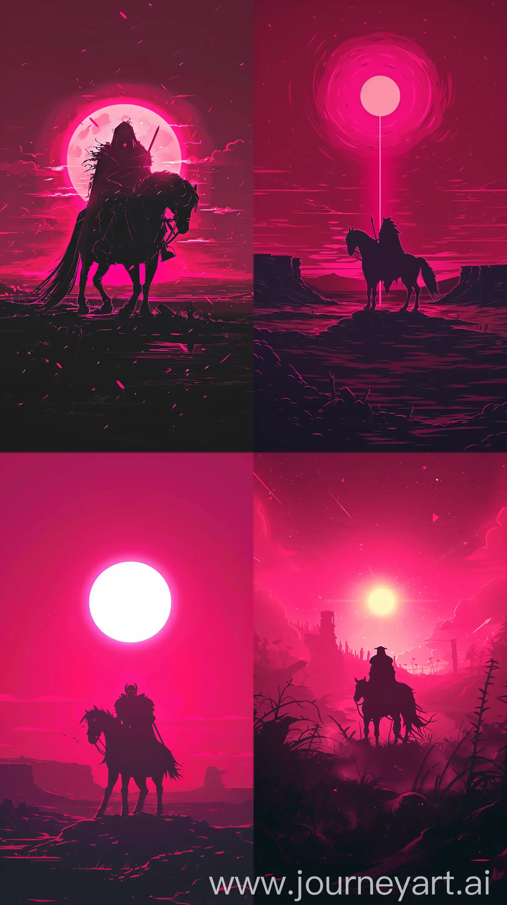 Apocalyptic-Horseman-Mignolainspired-Illustration-in-Vibrant-Pink