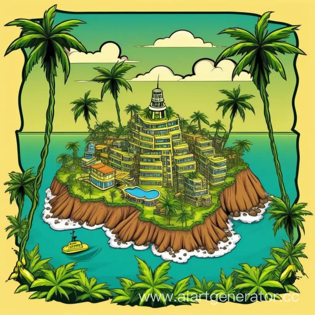 Snoop Dogg Island in the form of a state made in cartoon style