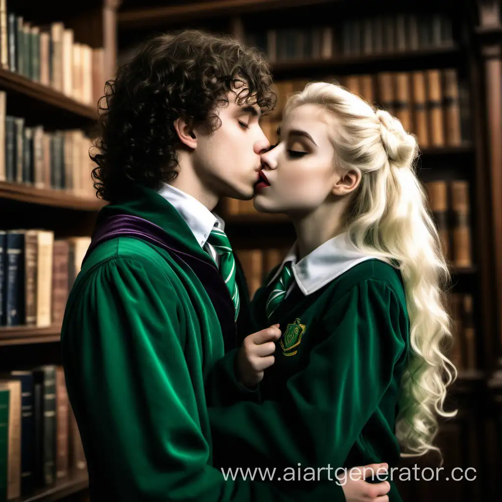 Romantic-Moment-Slytherin-Inspired-Kiss-in-Hogwarts-Library