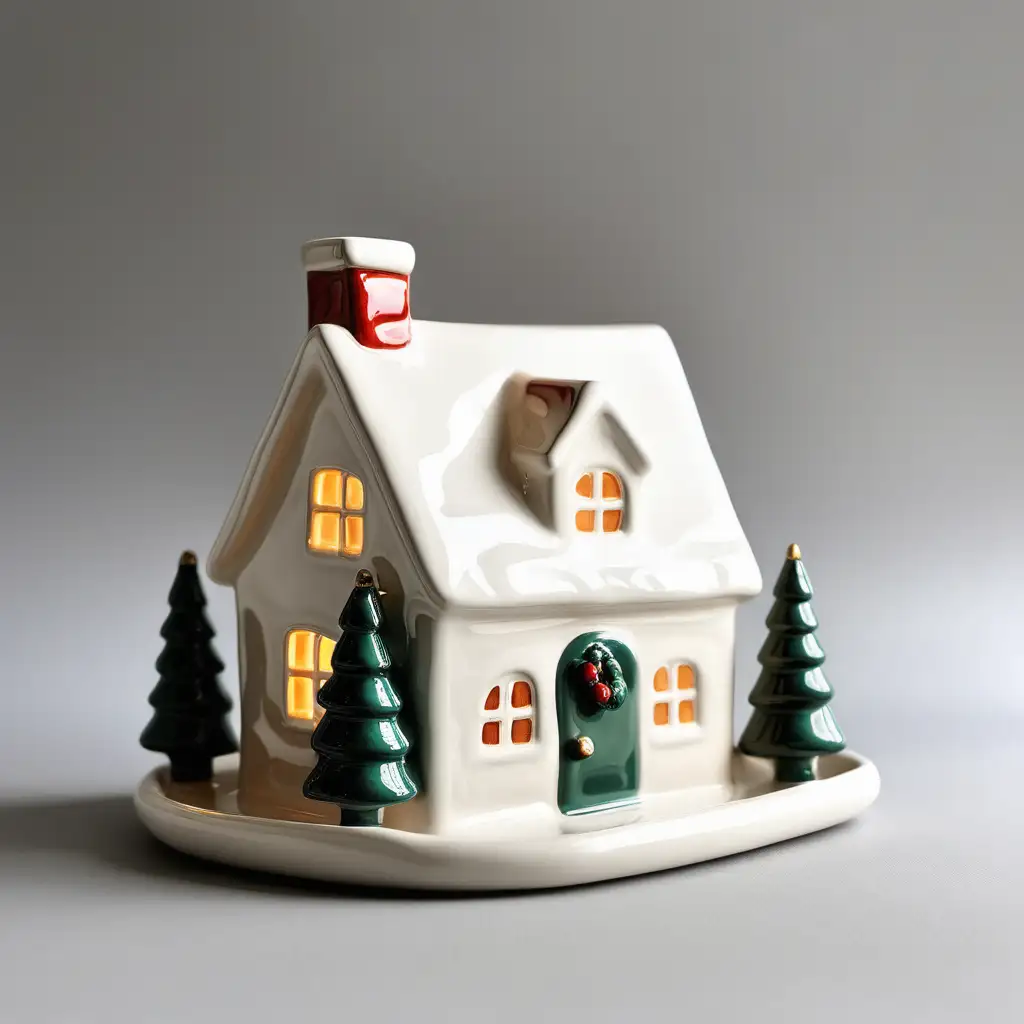 Festive Christmas Ceramic Simple House Decorations