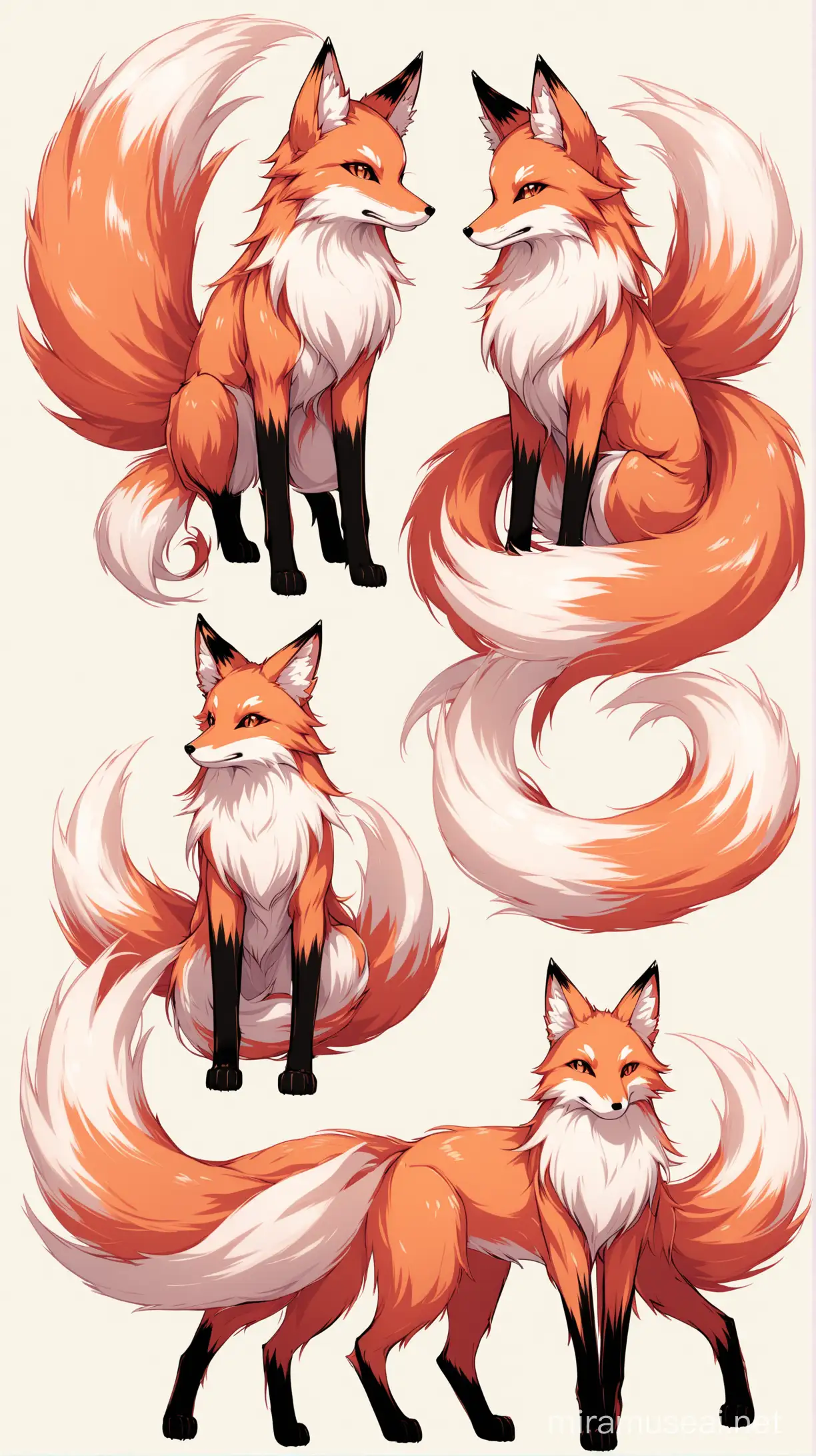 Pink NineTailed Fox Front Side and Back Views