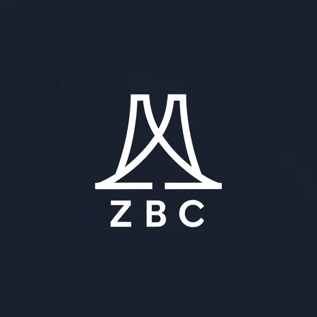 a logo design,with the text "ZBC", main symbol:*Design:* A sleek and minimalist bridge silhouette, with clean lines and a subtle upward arch, representing progress and reaching new heights. The bridge could be stylized with the letters "ZBC" integrated seamlessly into its structure, conveying the initials of the company in a sophisticated and subtle manner.,Minimalistic,clear background