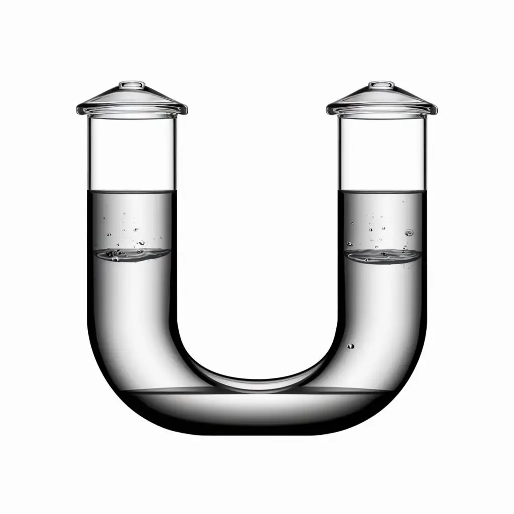 CrescentShaped-Glass-Tube-with-Balanced-Water-Levels-and-Sealed-Ends