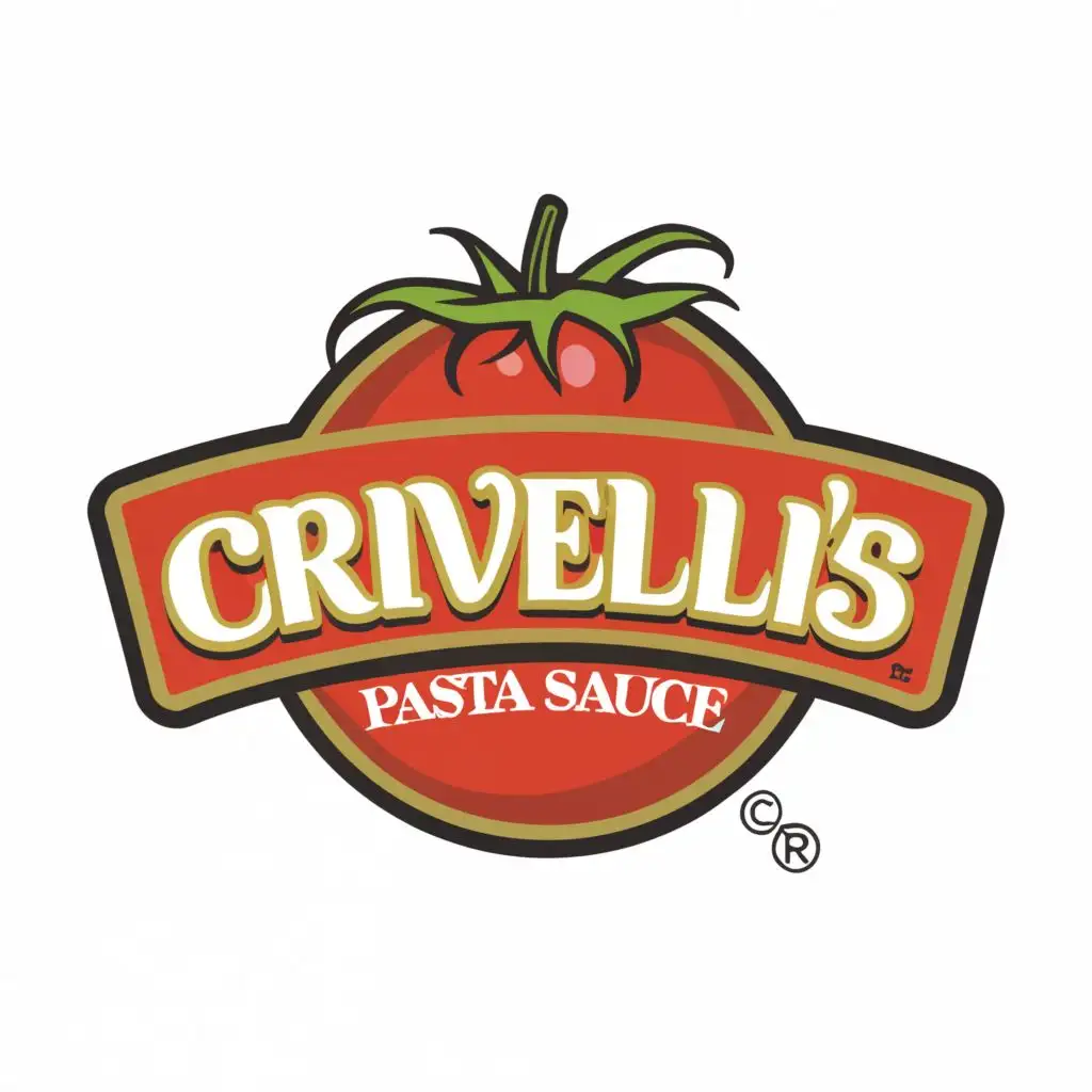 logo, Tomato, with the text "Crivelli's Pasta Sauce", typography