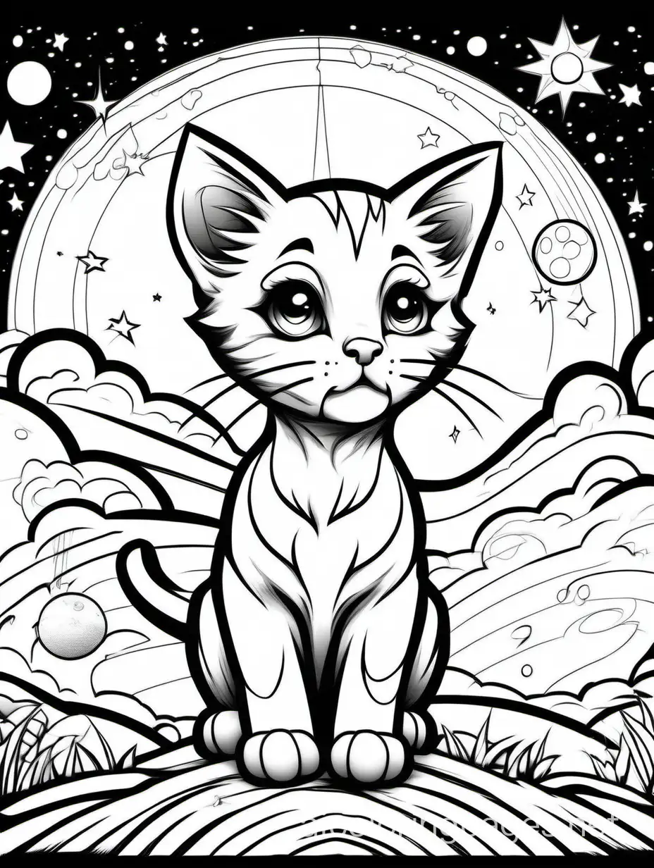  doe eyed kitten, isolated, simple, kids Coloring Page, black and white, line art, white background, clear background, no background, Ample White Space, thick outlines, the outlines of all the subjects are easy to distinguish, making it simple for children to color without too much difficulty.
, Coloring Page, black and white, line art, white background, Simplicity, Ample White Space. The background of the coloring page is plain white to make it easy for young children to color within the lines. The outlines of all the subjects are easy to distinguish, making it simple for kids to color without too much difficulty