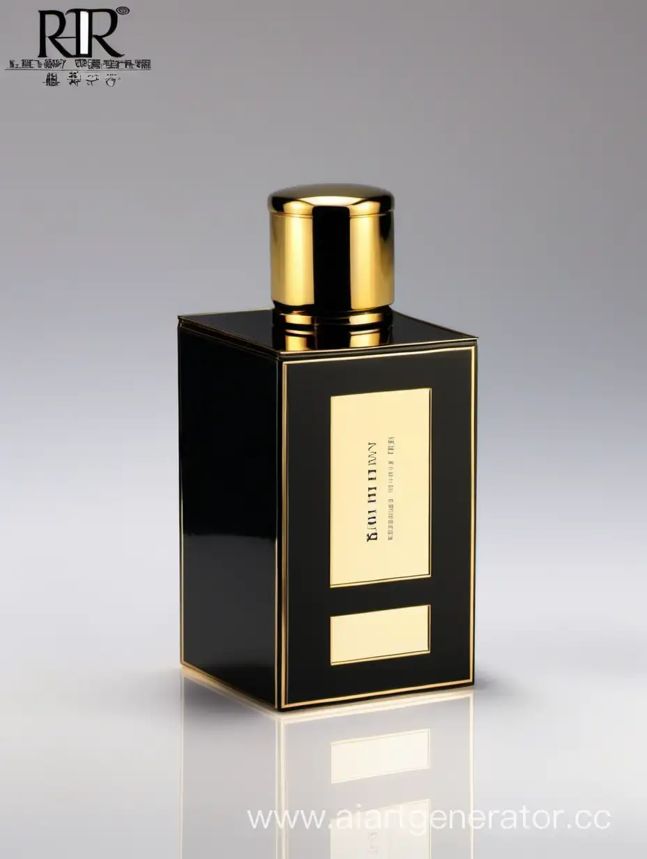 luxury perfume rectangle box with black and gold color