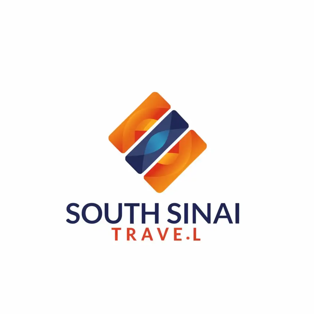 a logo design,with the text "Create vector "South Sinai Travel" . logo design featuring orange and blue , The letters are intertwined geometri shapes, white background, conceptual art", main symbol:South Sinai Travel,Moderate,be used in Travel industry,clear background