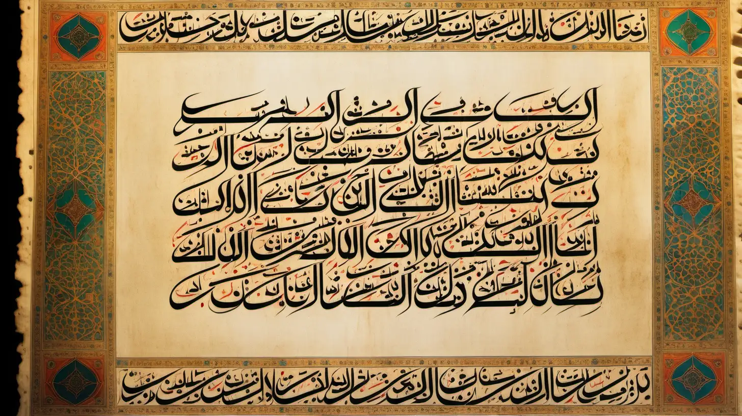 Vibrant Arabic Calligraphy Illuminated Against Dark Background