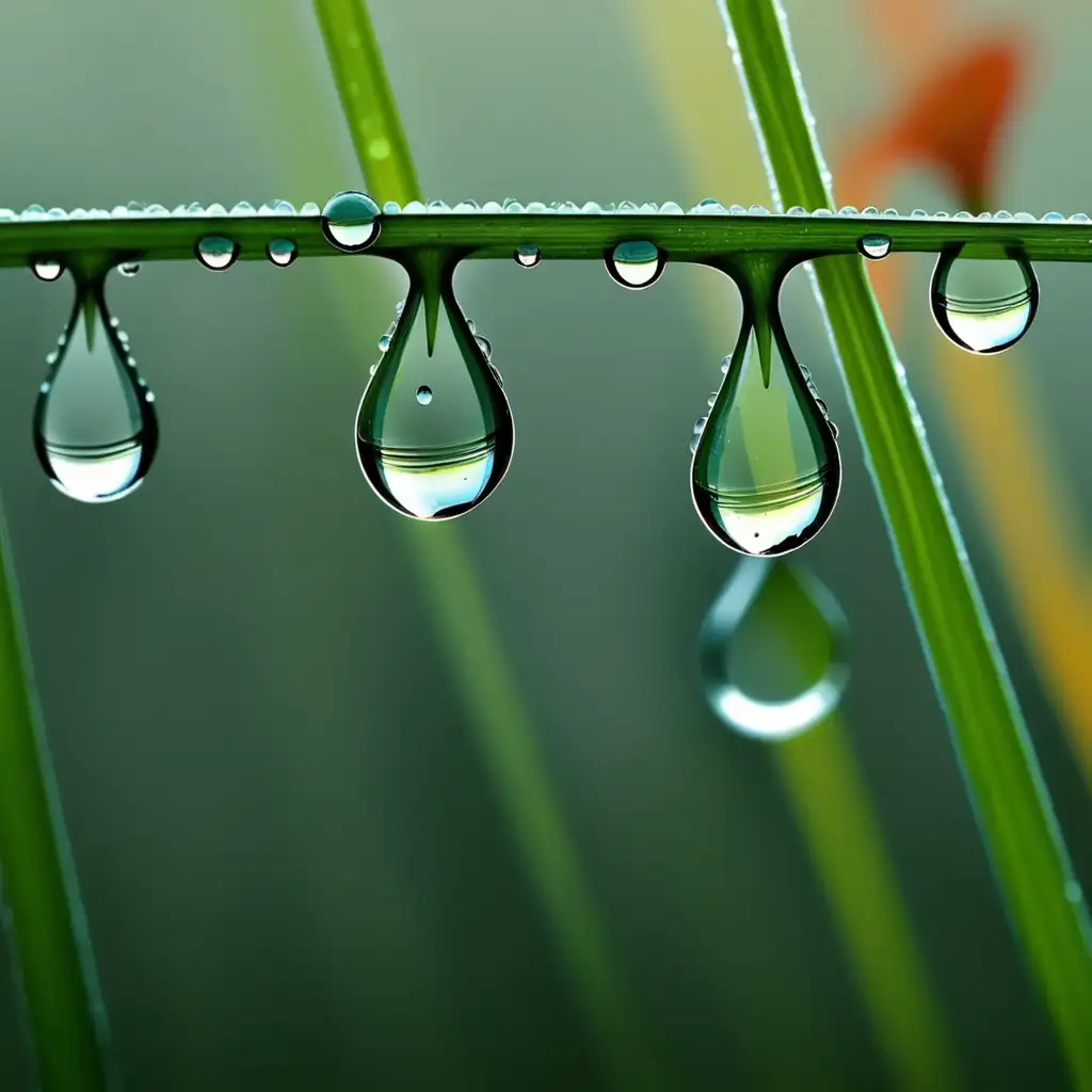 Glistening Morning Dew Drops on Vibrant Spring Leaves