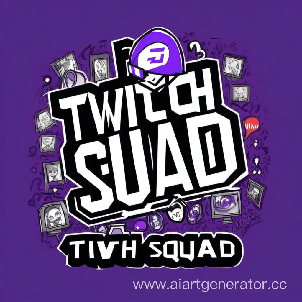 draw me a twitch picture with the inscription twitch squad RUS,without a person and so that it was round with a twitch icon