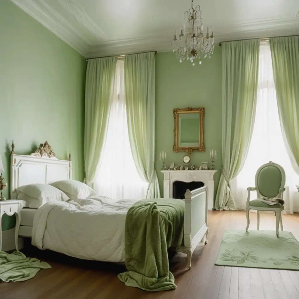 Monetinspired Bedroom Tranquil White Elegance with a Hint of Green