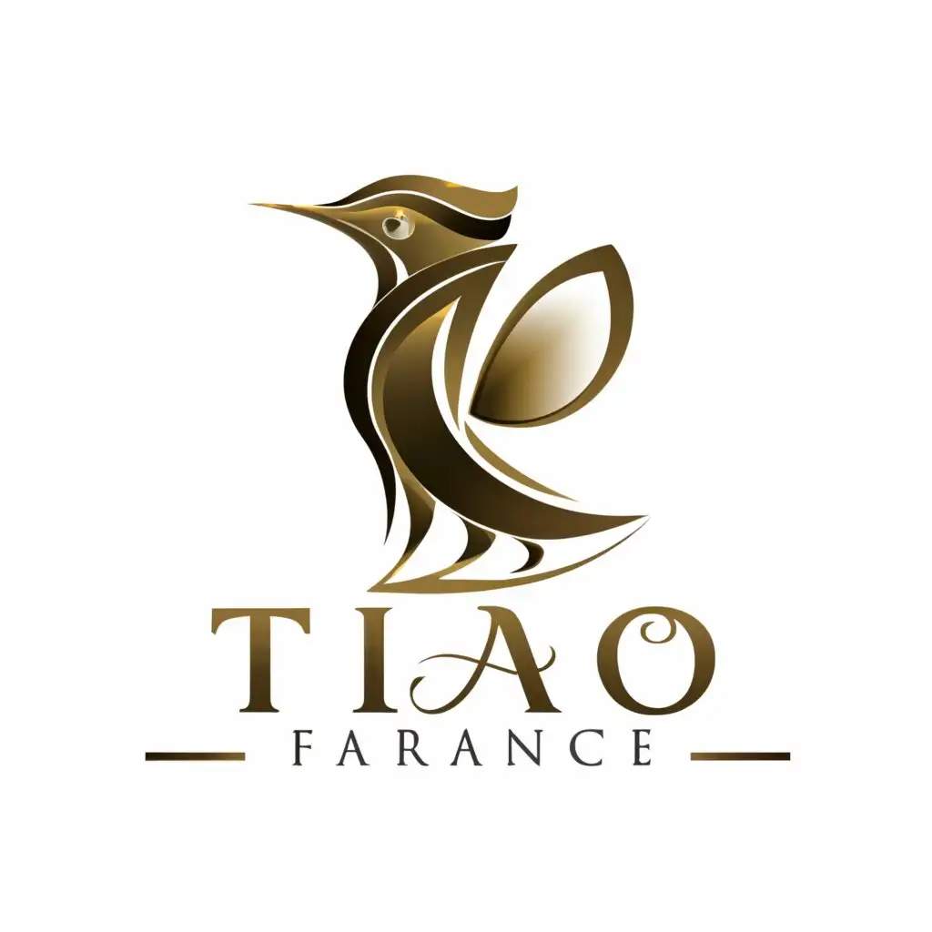 a logo design,with the text "TIANO FRAGRANCE", main symbol:Bird with long legs looking back,complex,be used in Beauty Spa industry,clear background