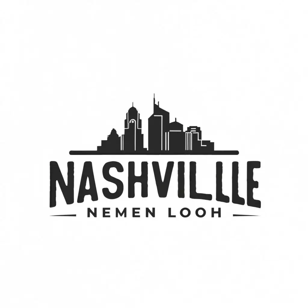 a logo design,with the text "Nashville", main symbol:Nashville Skyline, Black and White,Moderate,clear background