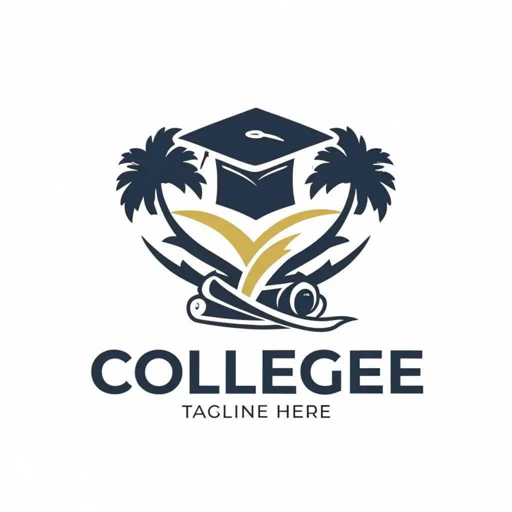 logo, a graduation hat and a palm below it, with the text "CollEdge", typography, be used in Education industry