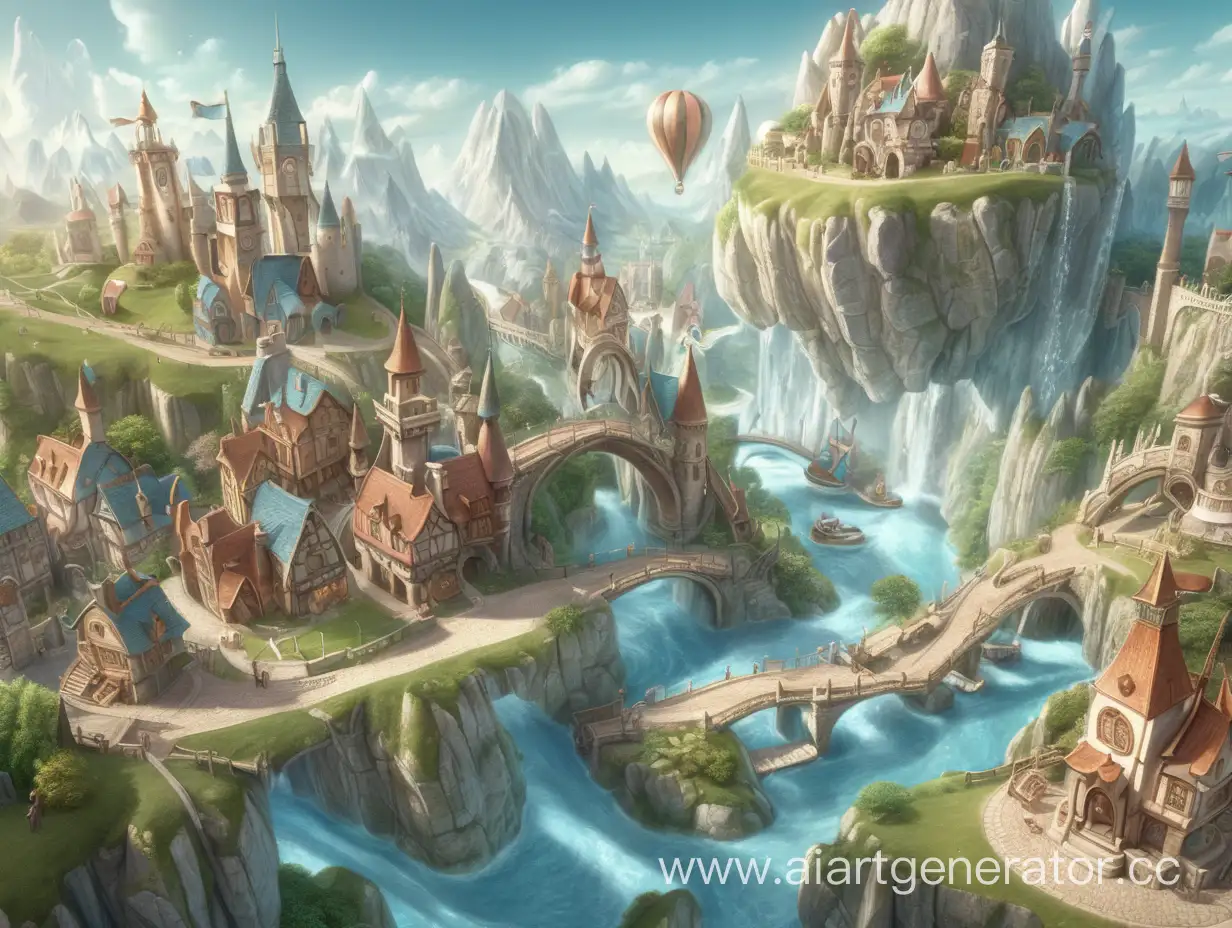Fantasy-World-Landscape-with-Detailed-Objects-at-a-45Degree-Angle