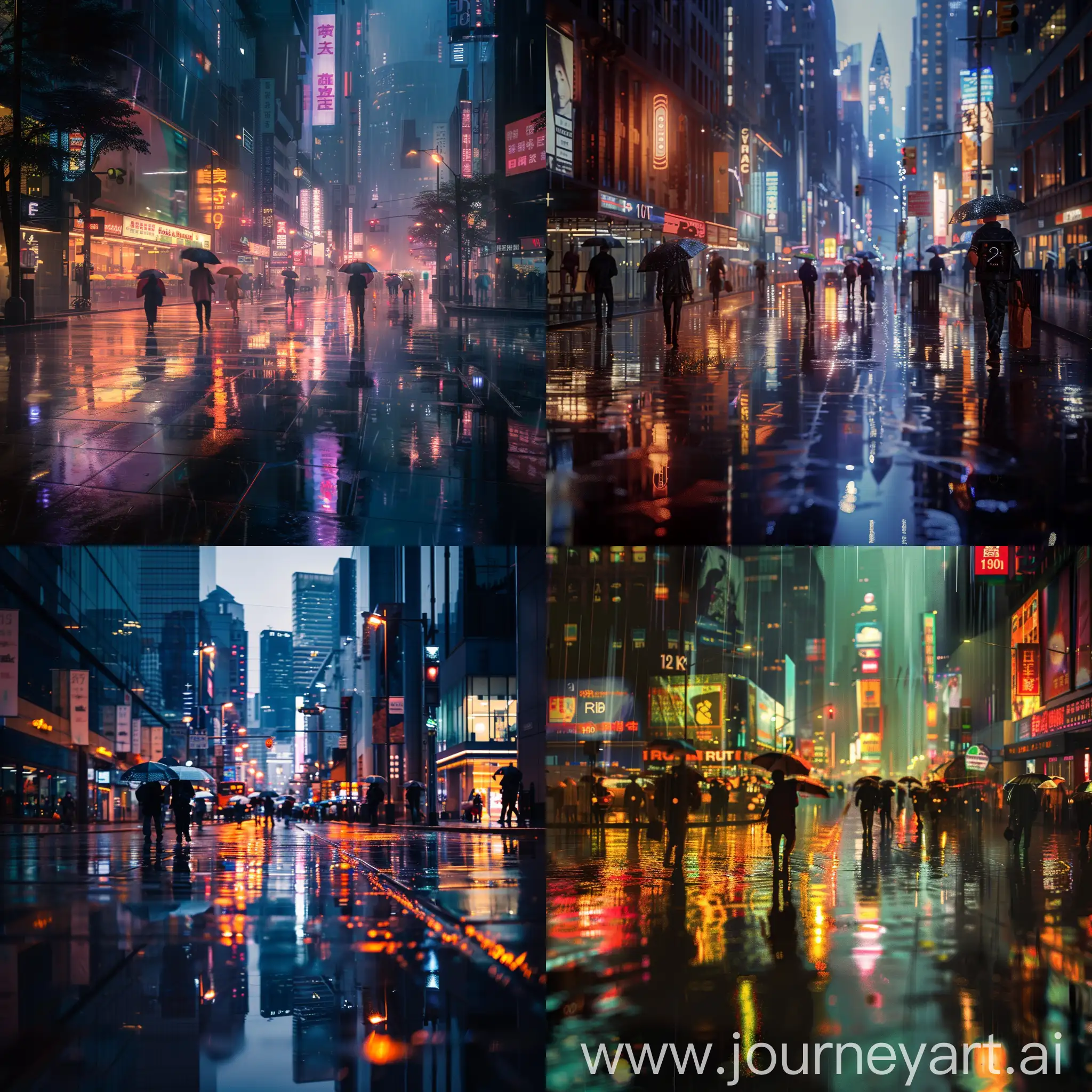 Urban-Rainy-Evening-Cityscape-with-Reflective-Streets-and-Hurrying-People