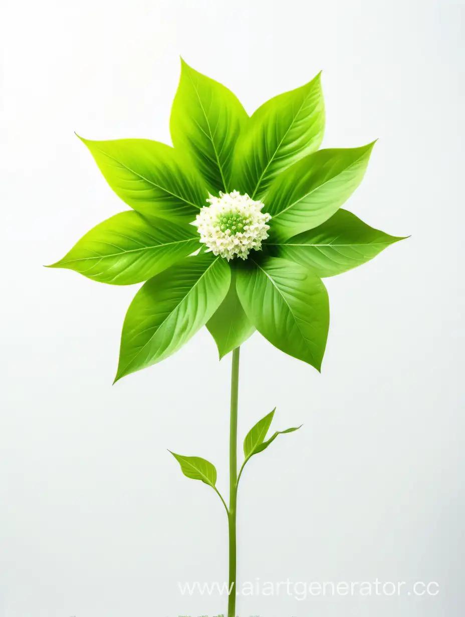 ANNUAL HYBRID wild BIG flower 8k ALL FOCUS with natural fresh green 2 leaves on white background 