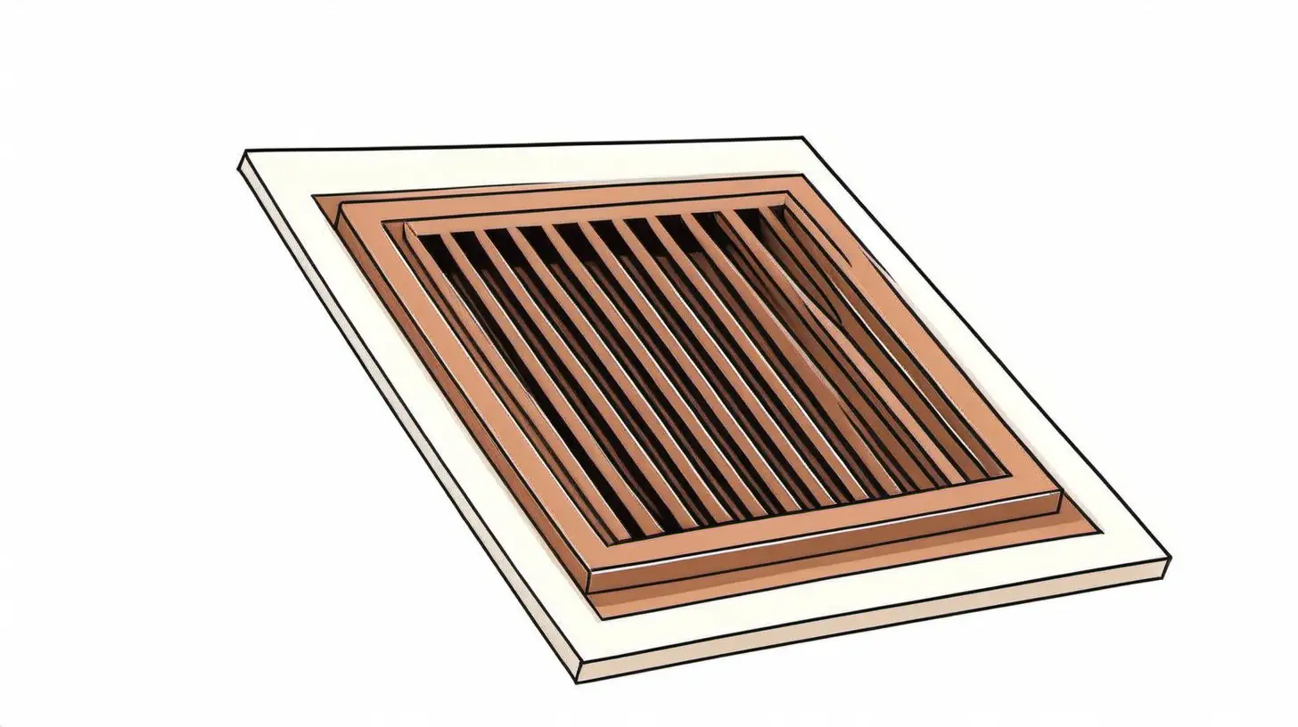 simple drawing illustration of brown floor vent on white background