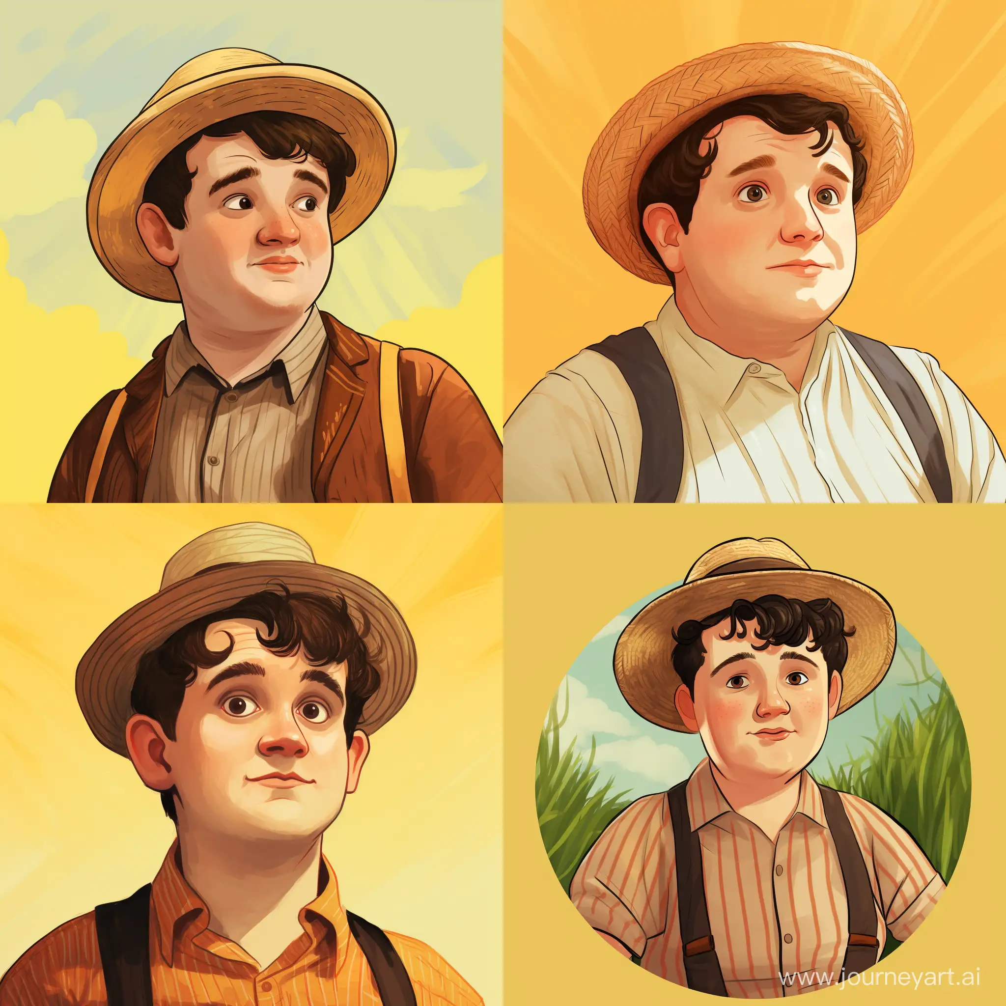 Chubby-Cartoon-Character-Dudley-Dursley-in-Straw-Hat-Illustration
